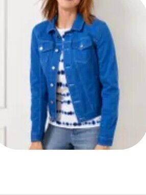 Talbot's Classic Denim Jacket In Royal Blue; Size Medium Petite